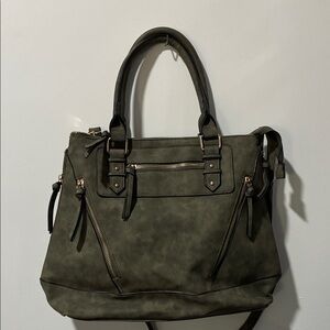 Elegant Olive Green Suede Shoulder Bag